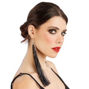 Boucles d oreilles franges noires 14063 10