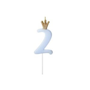 Bougie Anniversaire Chiffre 2 bleu et or SCU6 2 001J