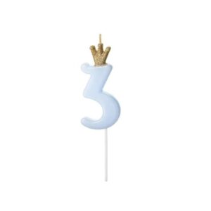Bougie Anniversaire Chiffre 3 bleu et or SCU6 3 001J