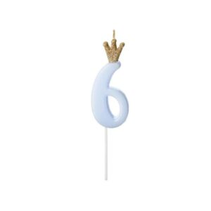 Bougie Anniversaire Chiffre 6 bleu et or SCU6 6 001J