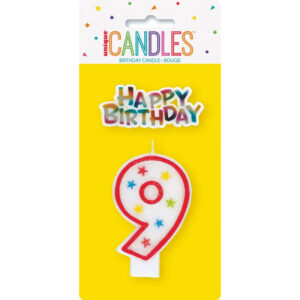 Bougie chiffre 9 Happy Birthday U37319