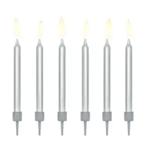 Bougies d anniversaire argentees 6 cm SCP 10 018ME