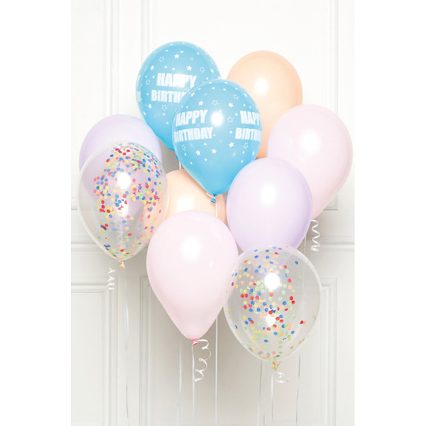 Bouquet 10 ballons multicolores pastel