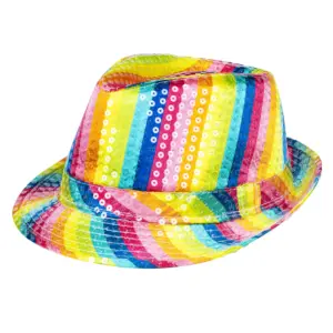 Chapeau borsalino a sequins Arc en ciel 01326