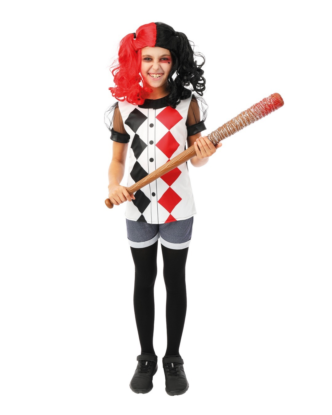 Costume arlequin noir rouge enfant