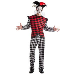 Costume arlequin noir rouge femme XS 23504 1
