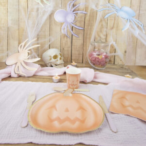 8 assiettes citrouilles halloween pastel 23cm