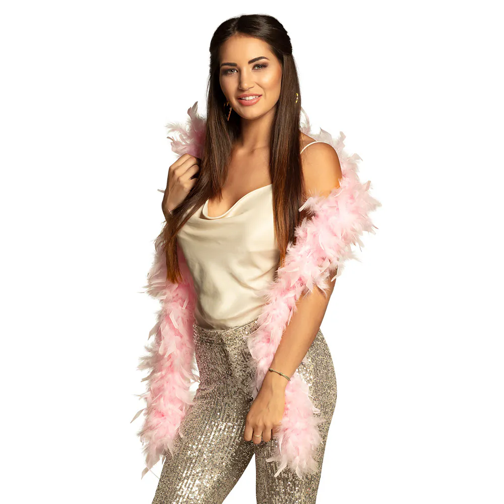 Boa en plumes rose clair 52004