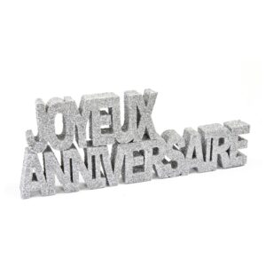 Décoration de table joyeux anniversaire couleur Argent
