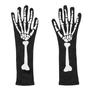 Gants motif de mains brillants dans le noir taille adulte STD7