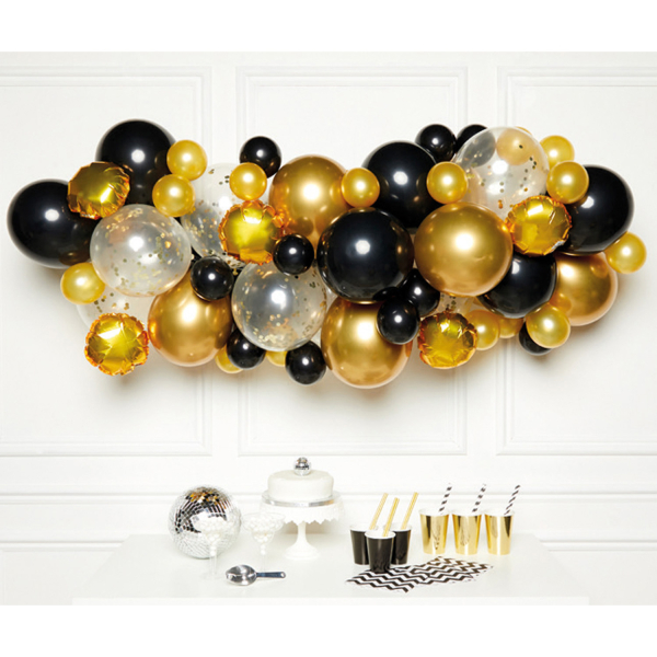 Guirlande de ballons noir et or