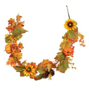 Guirlande feuilles automnales et citrouilles 150cm 14696