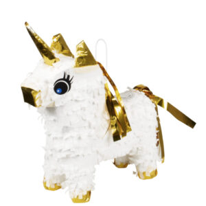 Mini Pinata Licorne blanche et or B30976