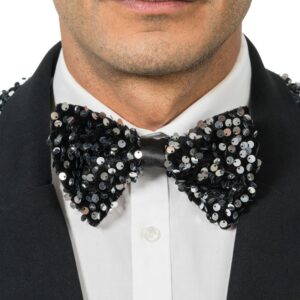 Noeud papillon velours Noir avec sequins 14061 80