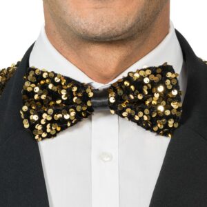 Noeud papillon velours Noir avec sequins dore 14061 81