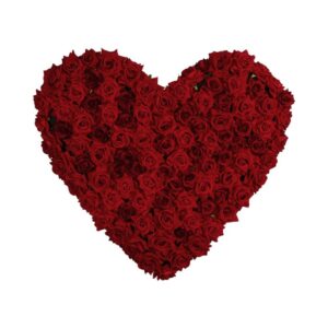 Panneau floral c ur de roses rouges 70 cm x 63 cm