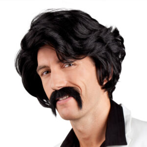 Perruque chuck noir moustache