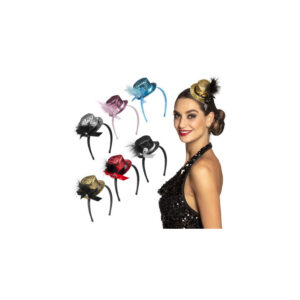 Serre tete mini chapeau paillettes