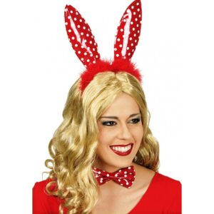 Set lapin en laque Rouge et pois blanc 30 250042
