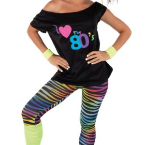 Set legging annees 80 jaune fluo 22764