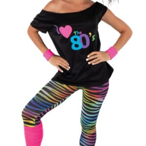 Set legging annees 80 rose fluo 22663