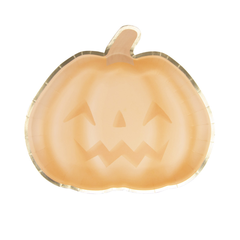 assiettes citrouilles halloween pastel 23cm x 8 (1)
