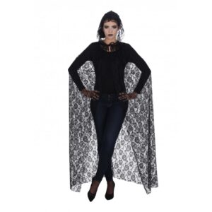 cape noire dentelle adulte