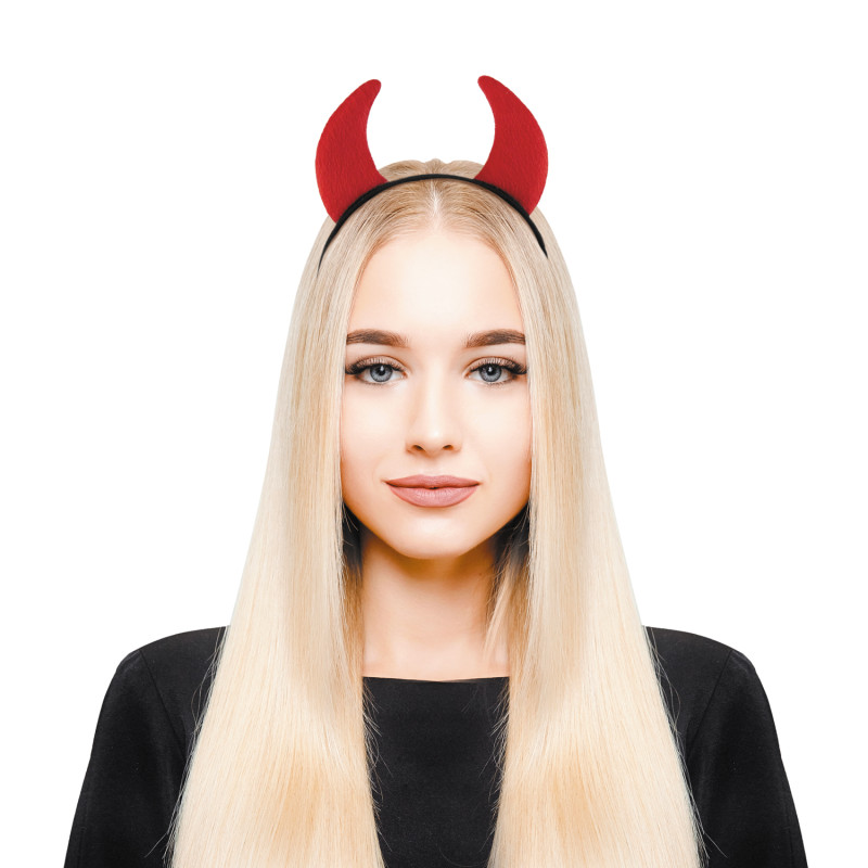 serre tete corne diable rouge feutrine (1)