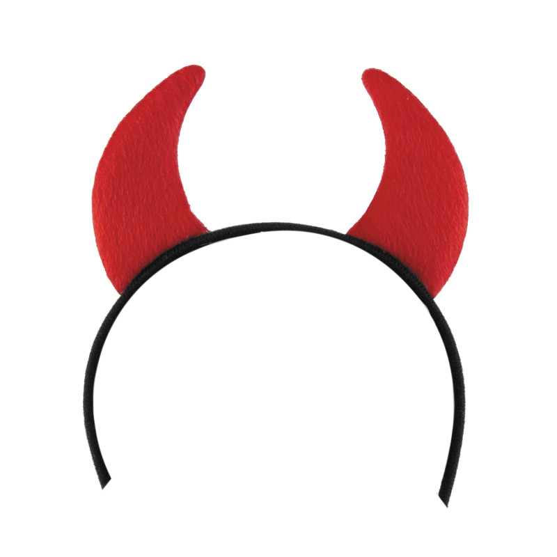 serre tete corne diable rouge feutrine